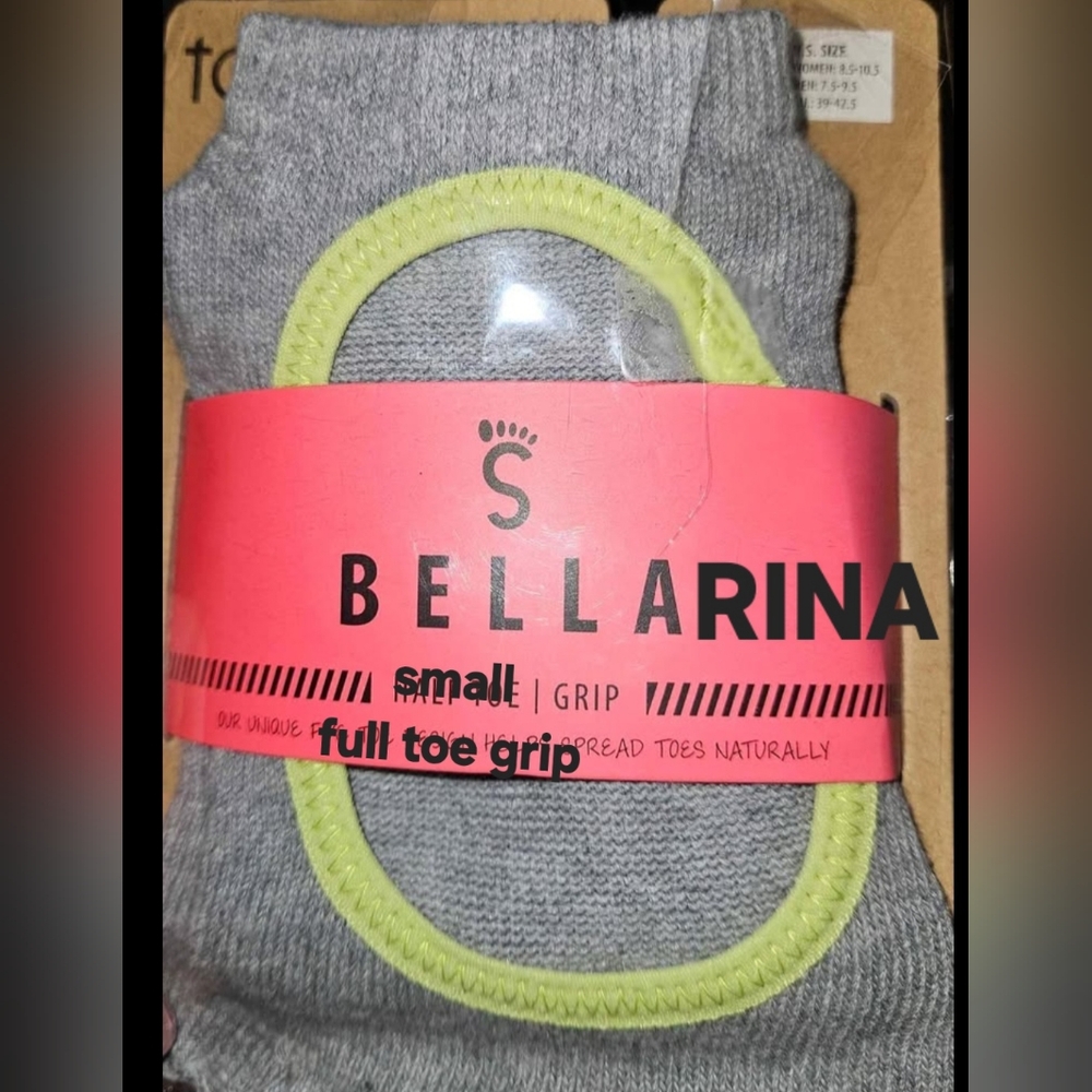 ONE Women's Full Toe Grip Bellarina Grey/Lime Sm Toesox NWT